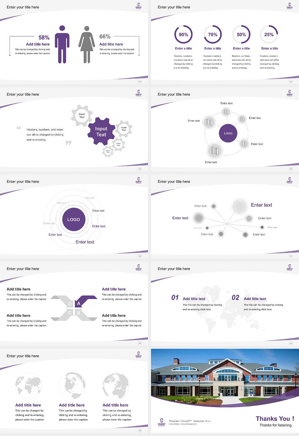 Curry College Course/Courseware Creation PPT Template16:9 ratio PPT effect preview image4
