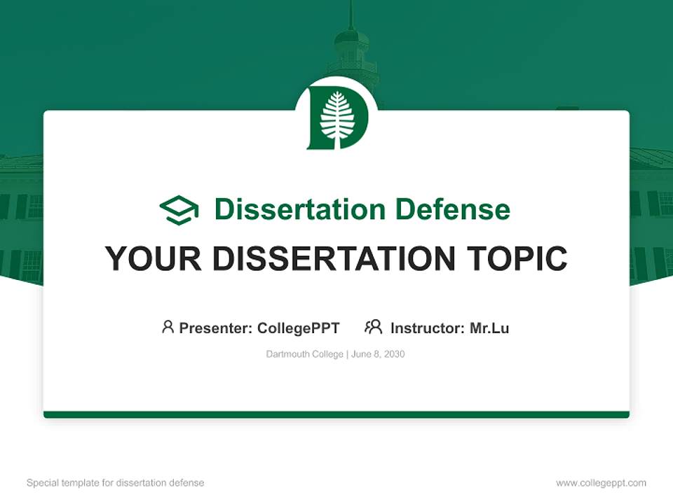Dartmouth College Graduation Thesis Defense PPT Template4:3 ratio PPT effect preview image7