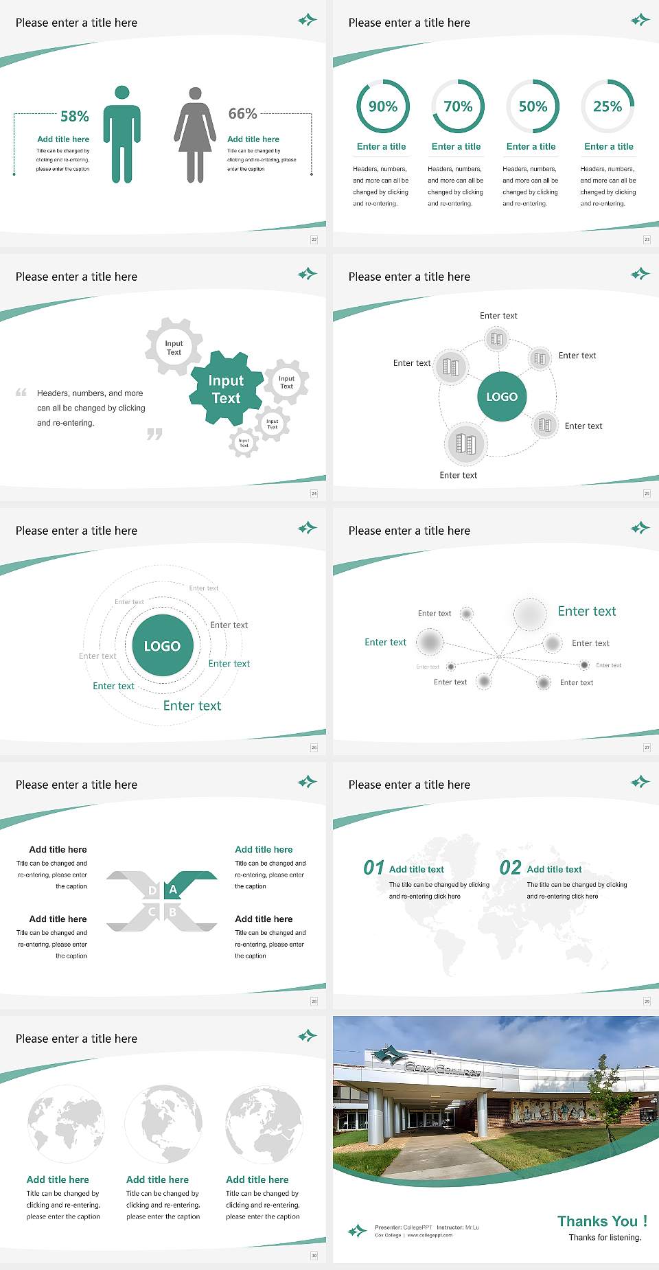 Cox College Course/Courseware Creation PPT Template4:3 ratio PPT effect preview image4