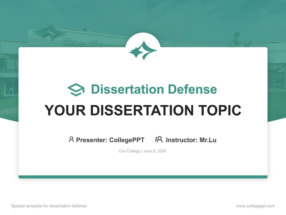 Cox College Graduation Thesis Defense PPT Template4:3 ratio PPT effect preview image7