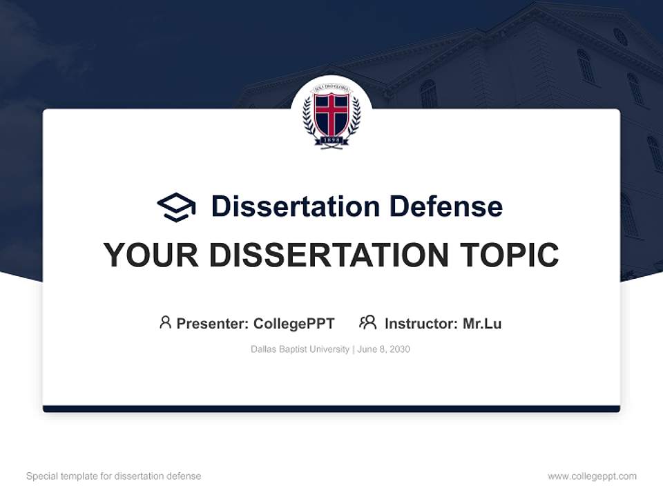 Dallas Baptist University Graduation Thesis Defense PPT Template4:3 ratio PPT effect preview image7
