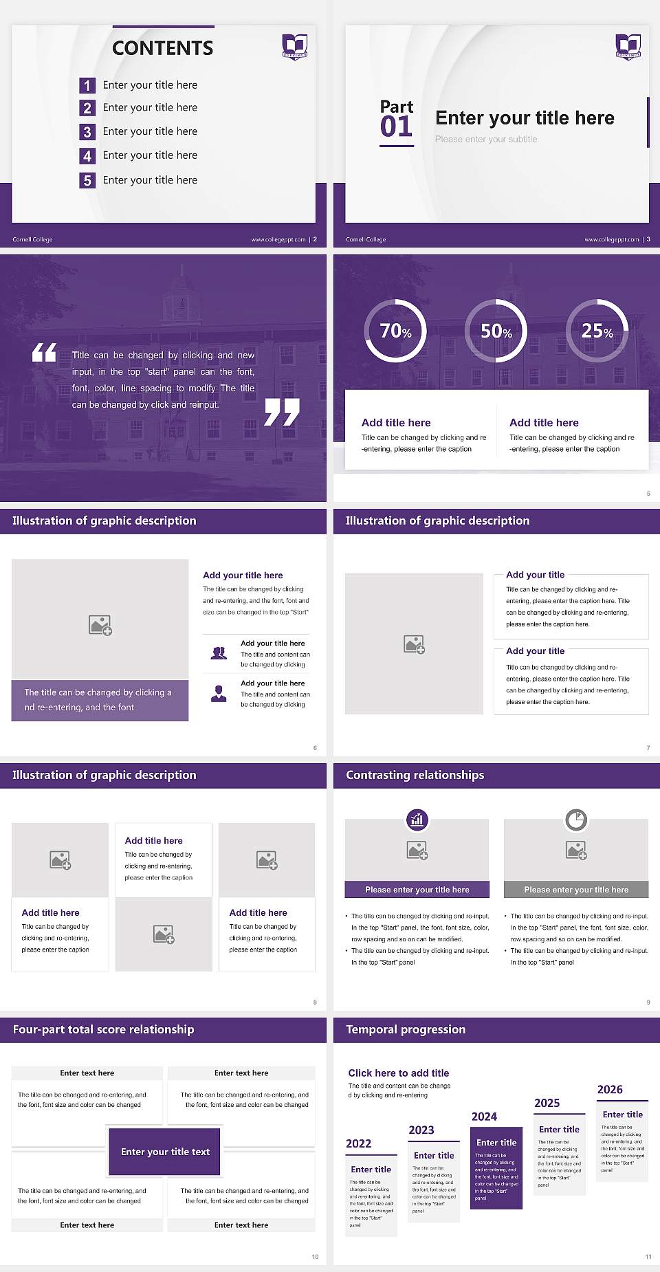 Cornell College Thesis Proposal/Graduation Defense PPT Template4:3 ratio PPT effect preview image2