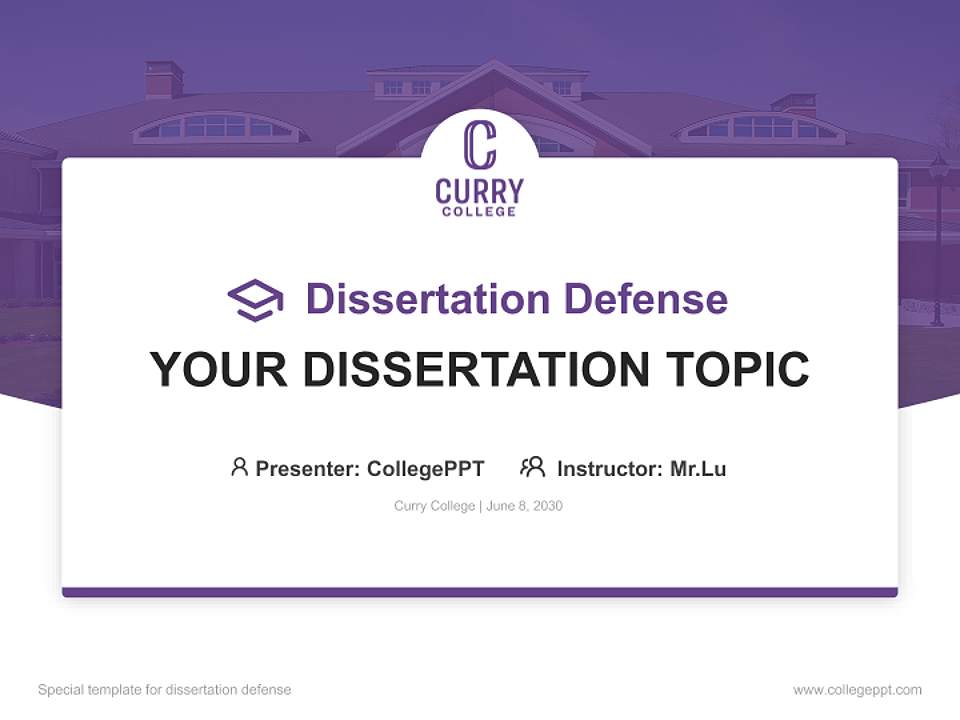 Curry College Graduation Thesis Defense PPT Template4:3 ratio PPT effect preview image7