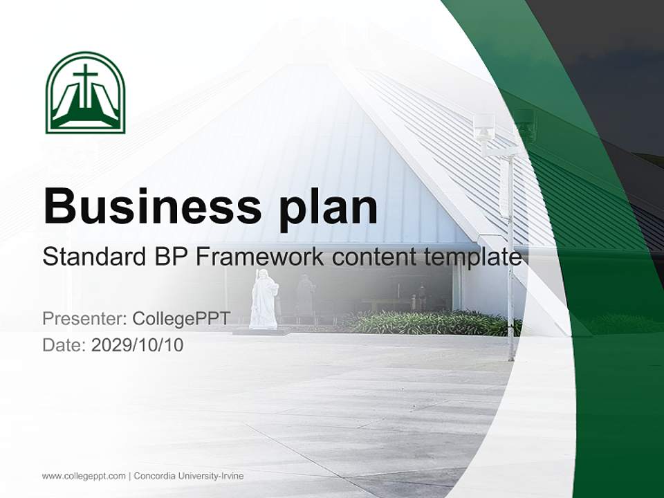 Concordia University-Irvine Competition/Entrepreneurship Contest PPT Template4:3 ratio PPT effect preview image9