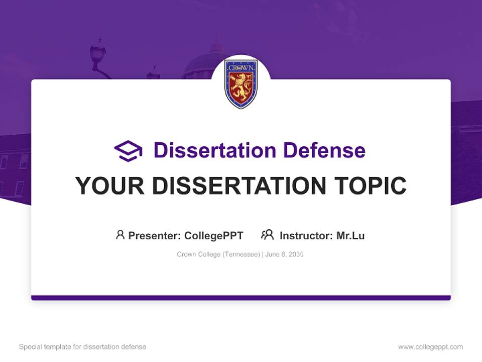 Crown College (Tennessee) Graduation Thesis Defense PPT Template4:3 ratio PPT effect preview image7