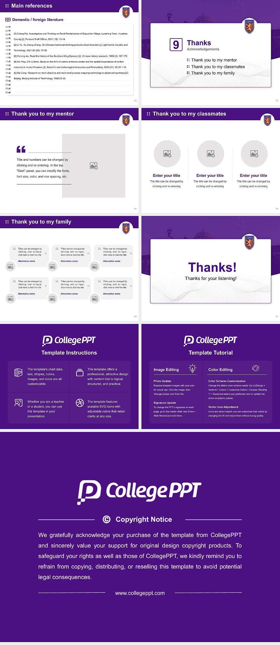 Crown College (Tennessee) Graduation Thesis Defense PPT Template4:3 ratio PPT effect preview image7