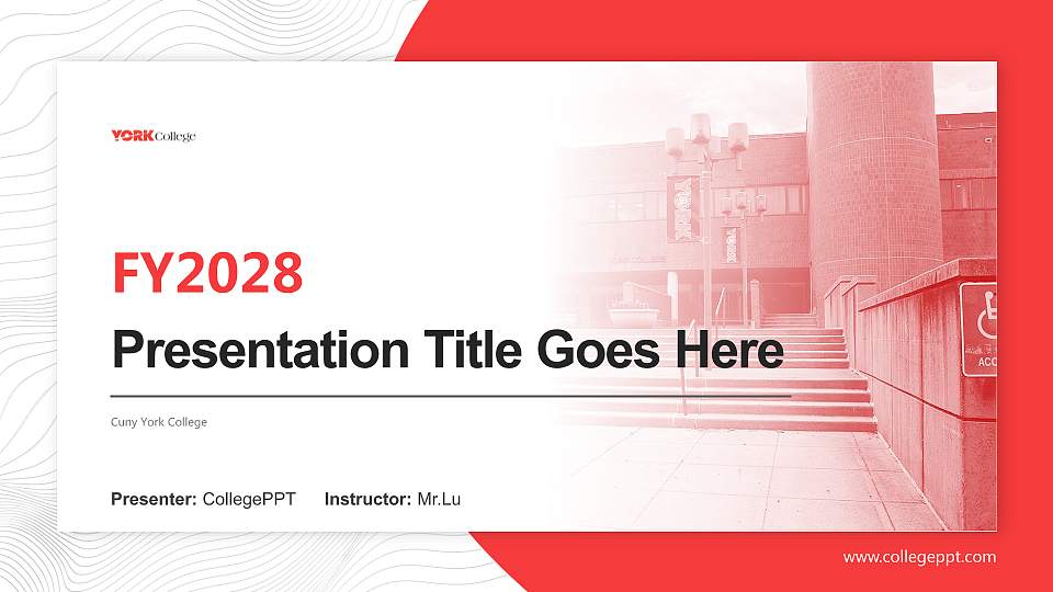 Cuny York College Academic Presentation/Research Findings Report PPT Template16:9 ratio PPT effect preview image