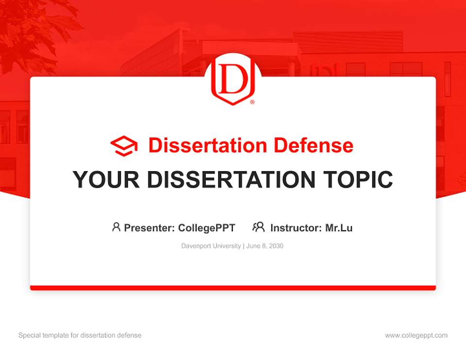 Davenport University Graduation Thesis Defense PPT Template4:3 ratio PPT effect preview image7