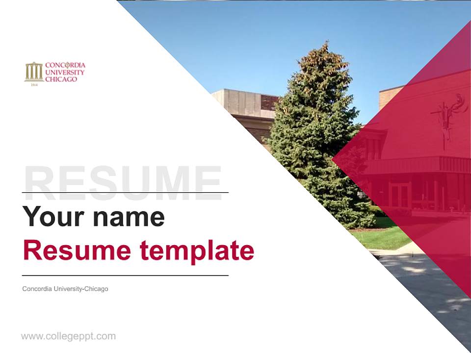 Concordia University-Chicago Resume PPT Template4:3 ratio PPT effect preview image5