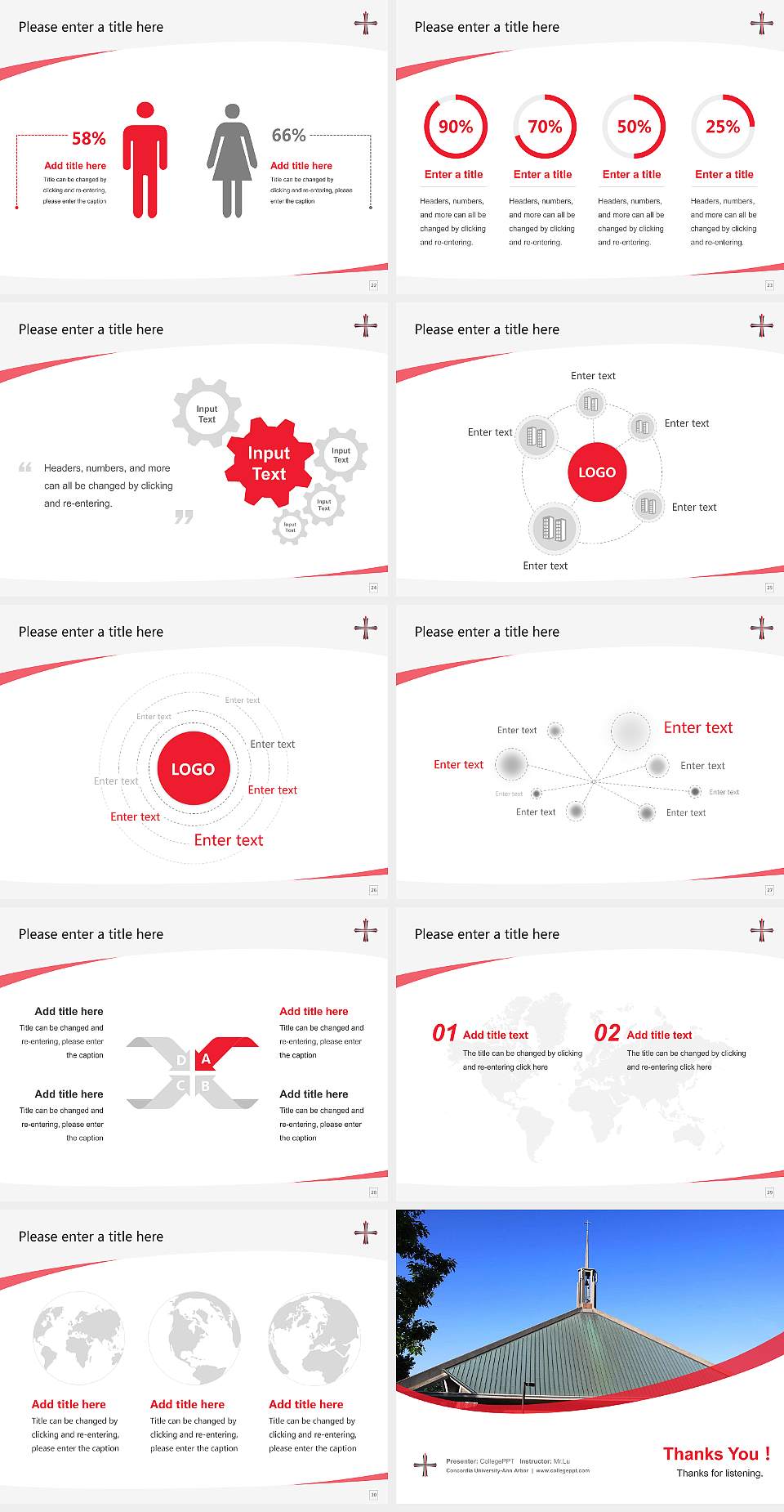 Concordia University-Ann Arbor Course/Courseware Creation PPT Template4:3 ratio PPT effect preview image4