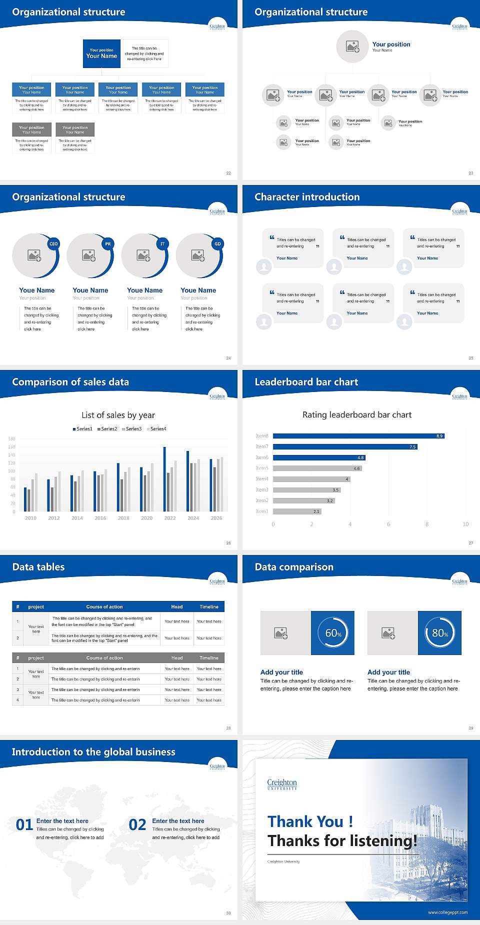 Creighton University Academic Presentation/Research Findings Report PPT Template4:3 ratio PPT effect preview image4