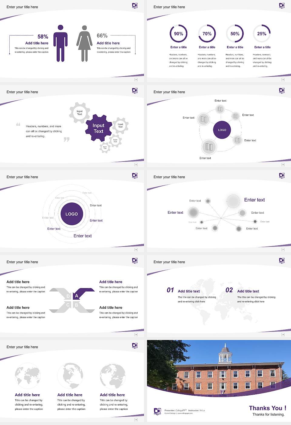 Cornell College Course/Courseware Creation PPT Template16:9 ratio PPT effect preview image4