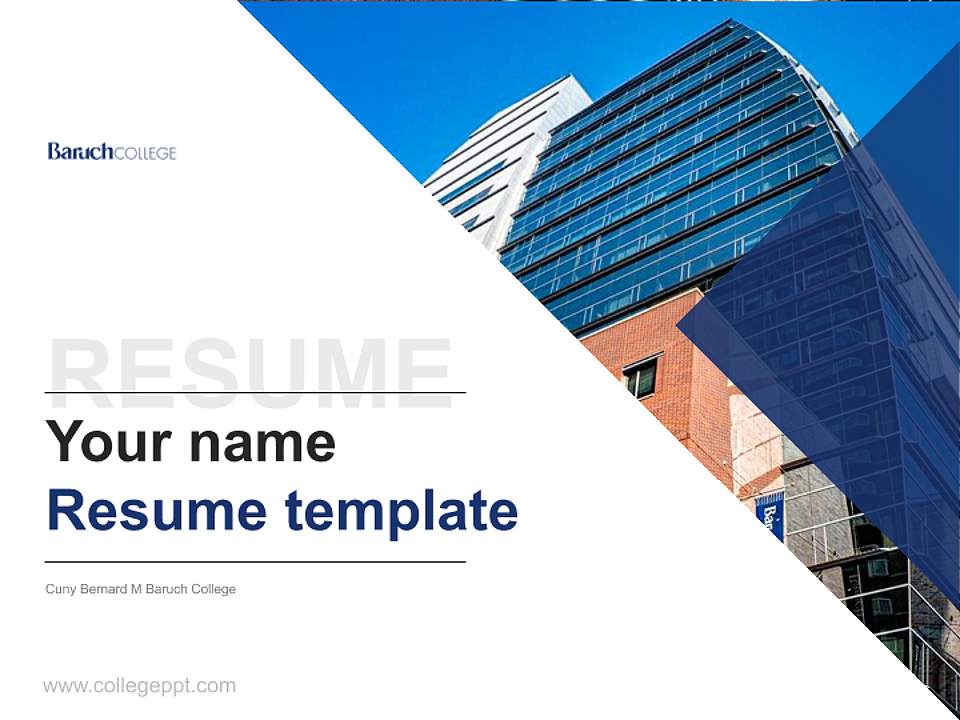 Cuny Bernard M Baruch College Resume PPT Template4:3 ratio PPT effect preview image5