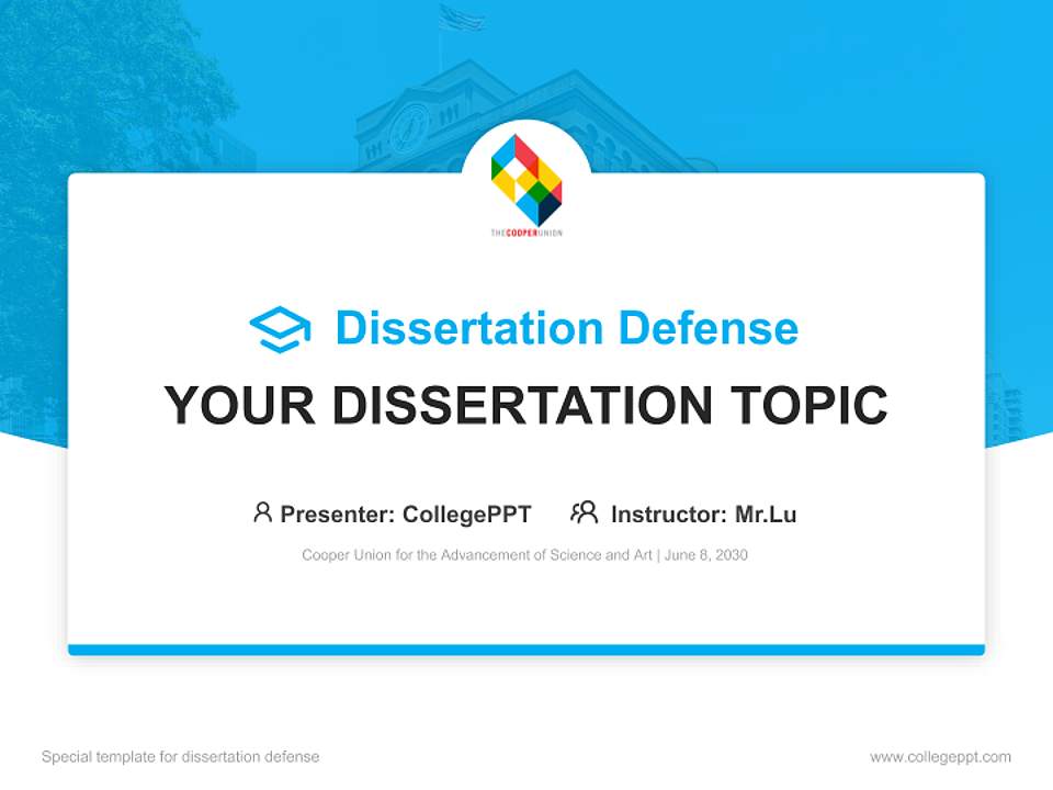 Cooper Union for the Advancement of Science and Art Graduation Thesis Defense PPT Template4:3 ratio PPT effect preview image7