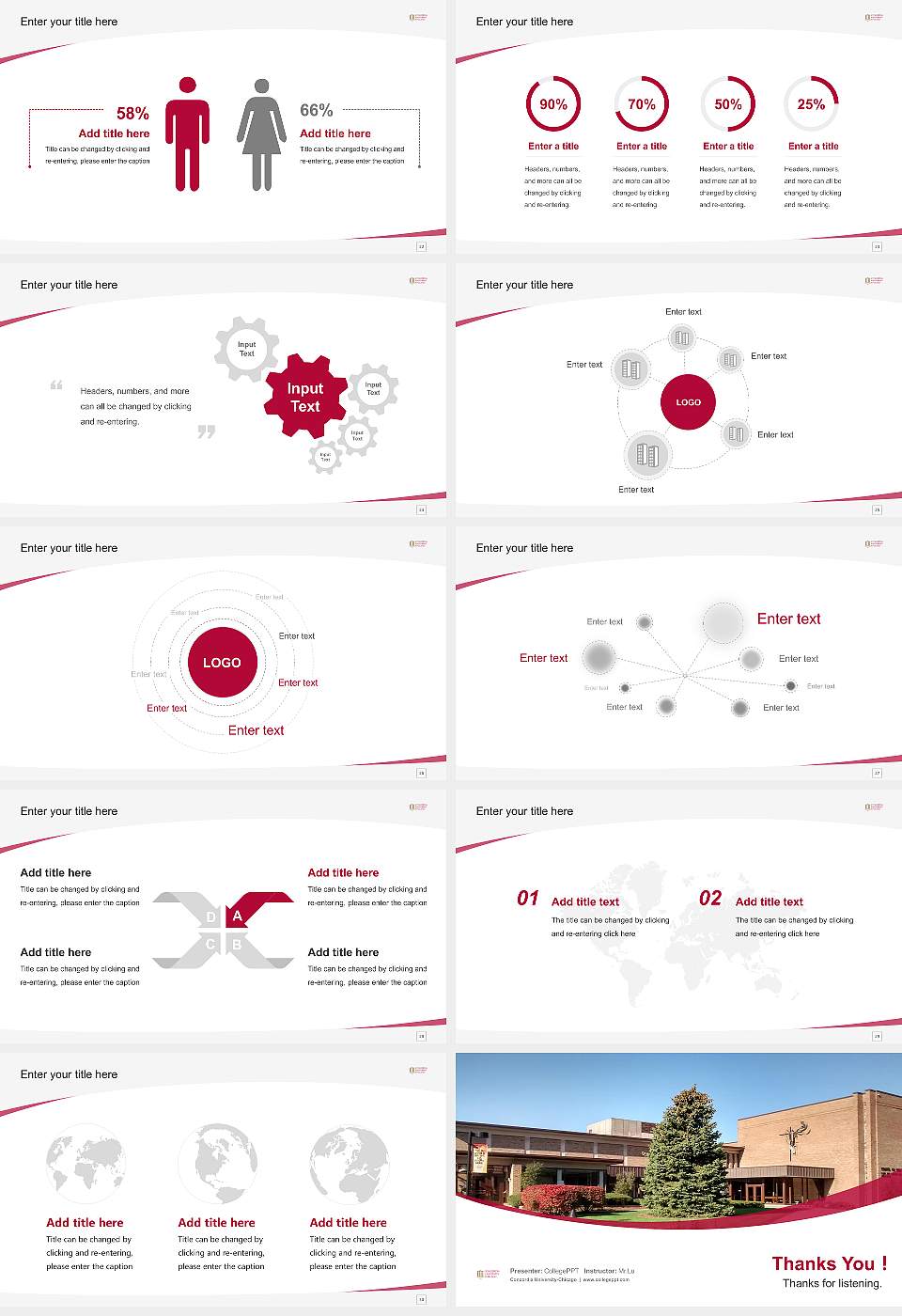 Concordia University-Chicago Course/Courseware Creation PPT Template16:9 ratio PPT effect preview image4