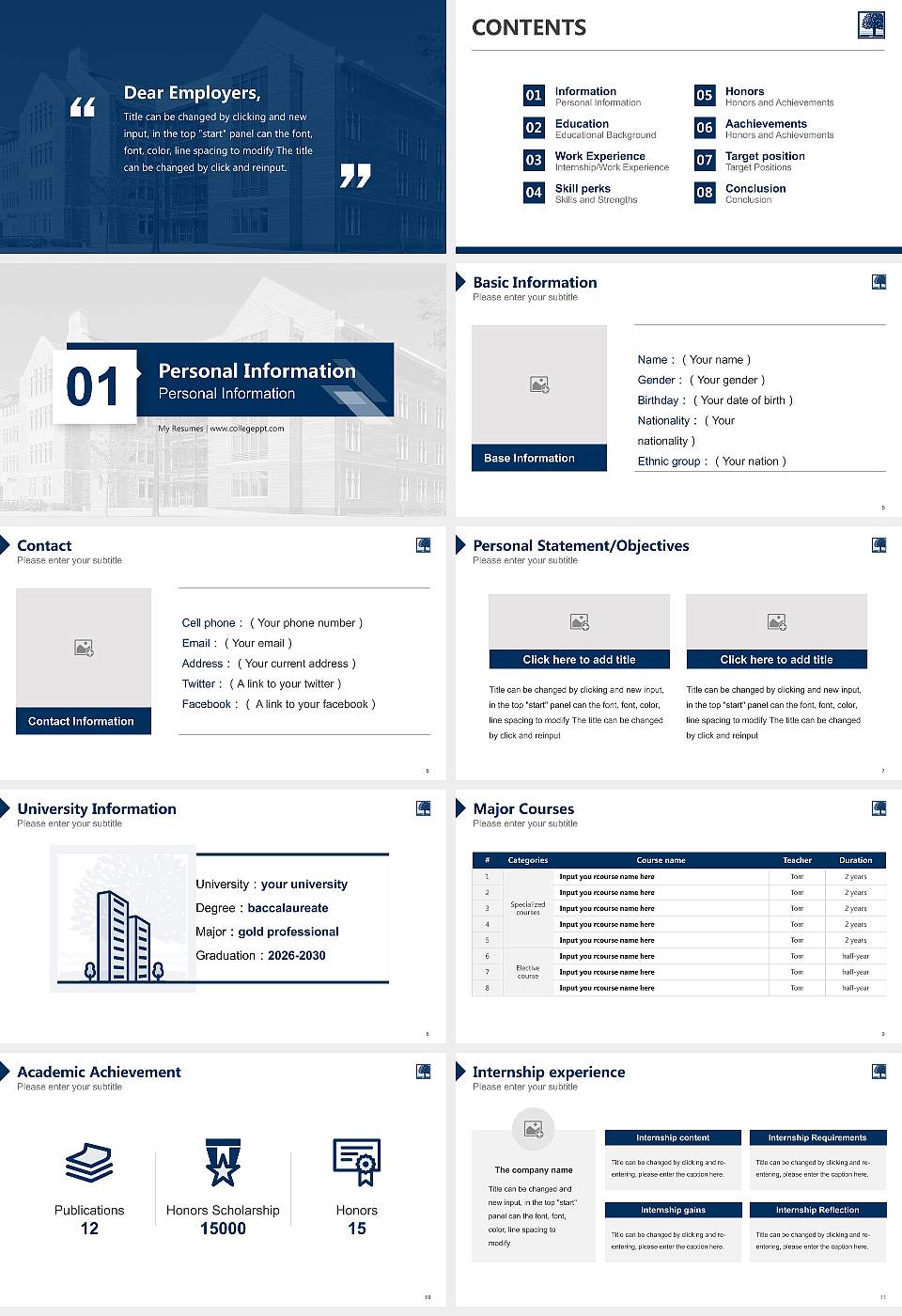 Connecticut College Resume PPT Template16:9 ratio PPT effect preview image2