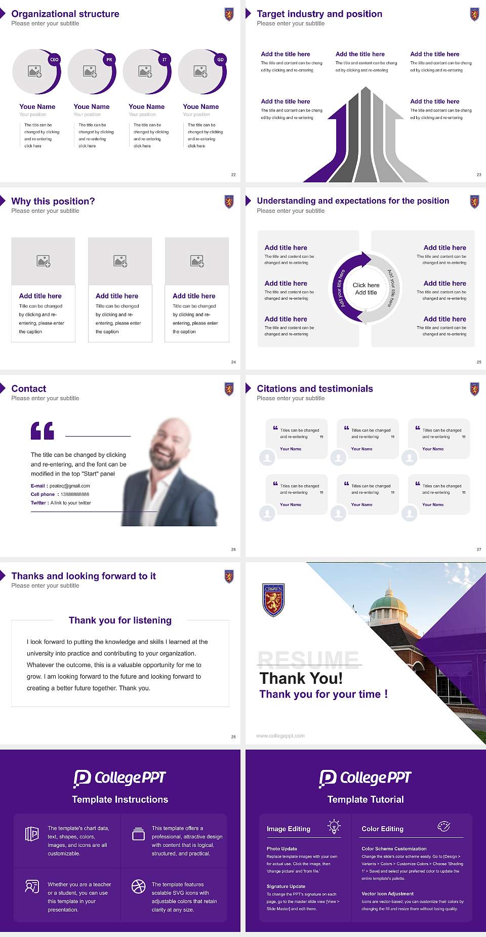 Crown College (Tennessee) Resume PPT Template4:3 ratio PPT effect preview image4