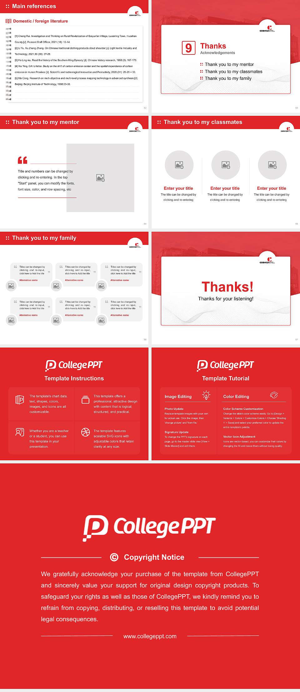 Cornish College of the Arts Graduation Thesis Defense PPT Template4:3 ratio PPT effect preview image7