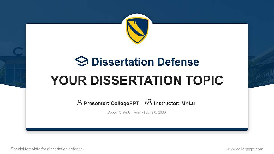 Coppin State University Graduation Thesis Defense PPT Template16:9 ratio PPT effect preview image