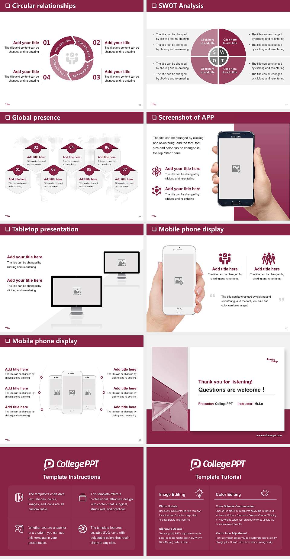 Brooklyn College General Purpose PPT Template4:3 ratio PPT effect preview image5