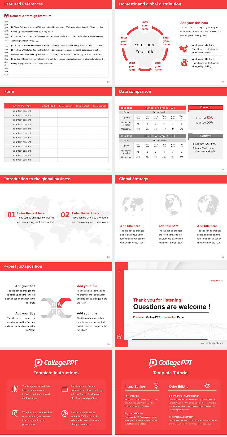 Cuny York College Thesis Proposal/Graduation Defense PPT Template4:3 ratio PPT effect preview image4