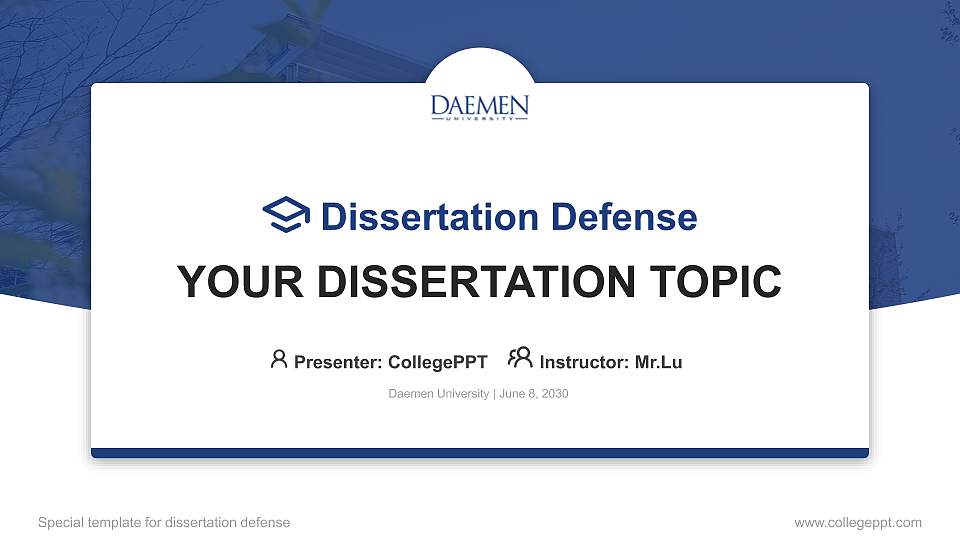 Daemen University Graduation Thesis Defense PPT Template16:9 ratio PPT effect preview image