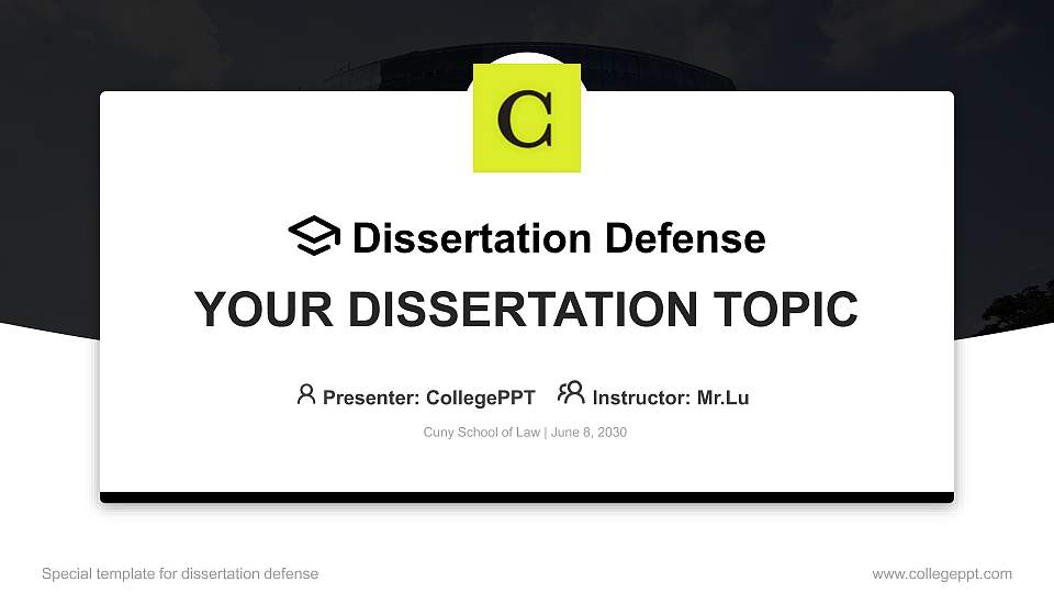 Cuny School of Law Graduation Thesis Defense PPT Template16:9 ratio PPT effect preview image