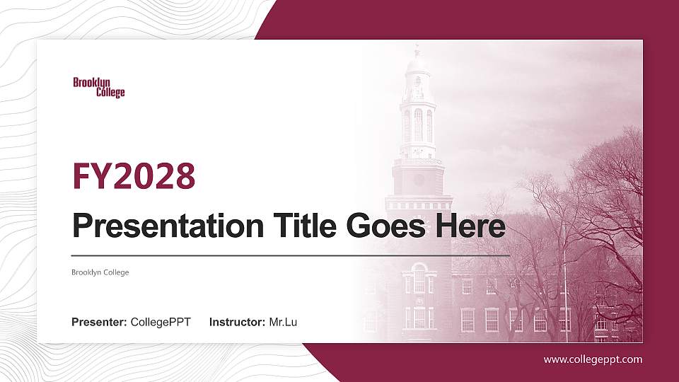 Brooklyn College Academic Presentation/Research Findings Report PPT Template16:9 ratio PPT effect preview image