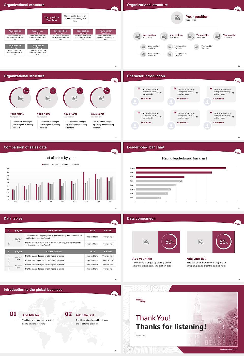 Brooklyn College Academic Presentation/Research Findings Report PPT Template16:9 ratio PPT effect preview image4
