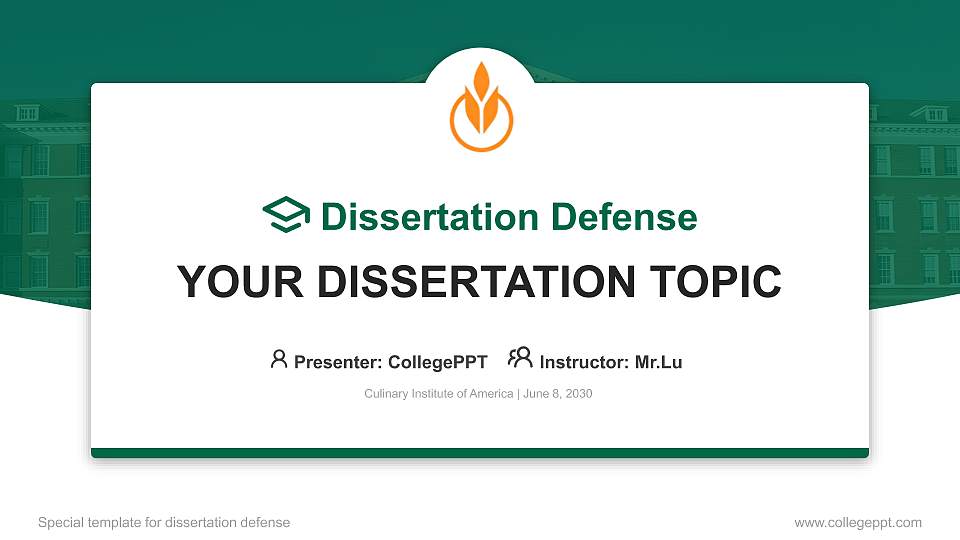 Culinary Institute of America Graduation Thesis Defense PPT Template16:9 ratio PPT effect preview image