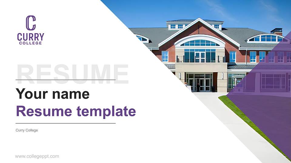 Curry College Resume PPT Template16:9 ratio PPT effect preview image