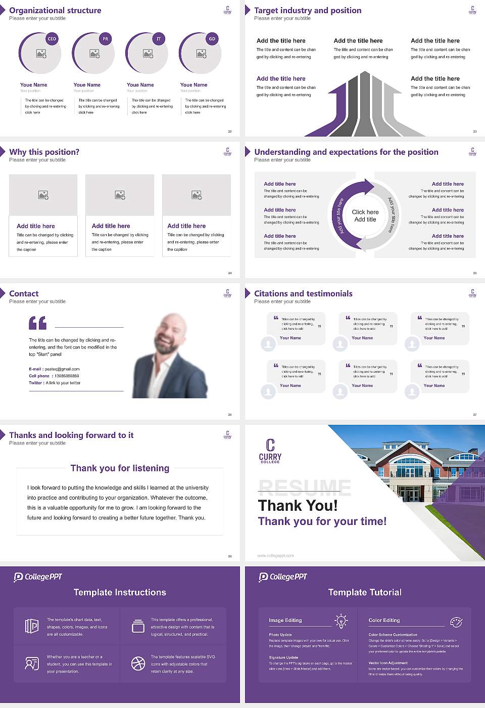 Curry College Resume PPT Template16:9 ratio PPT effect preview image4