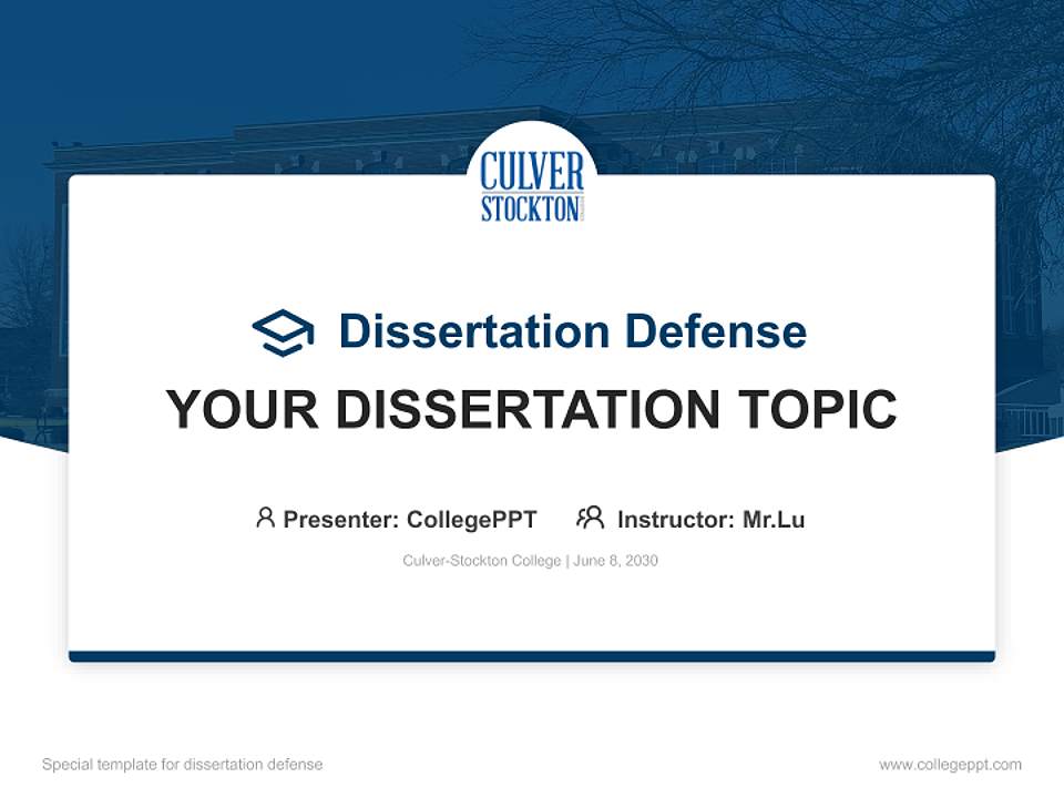 Culver-Stockton College Graduation Thesis Defense PPT Template4:3 ratio PPT effect preview image7