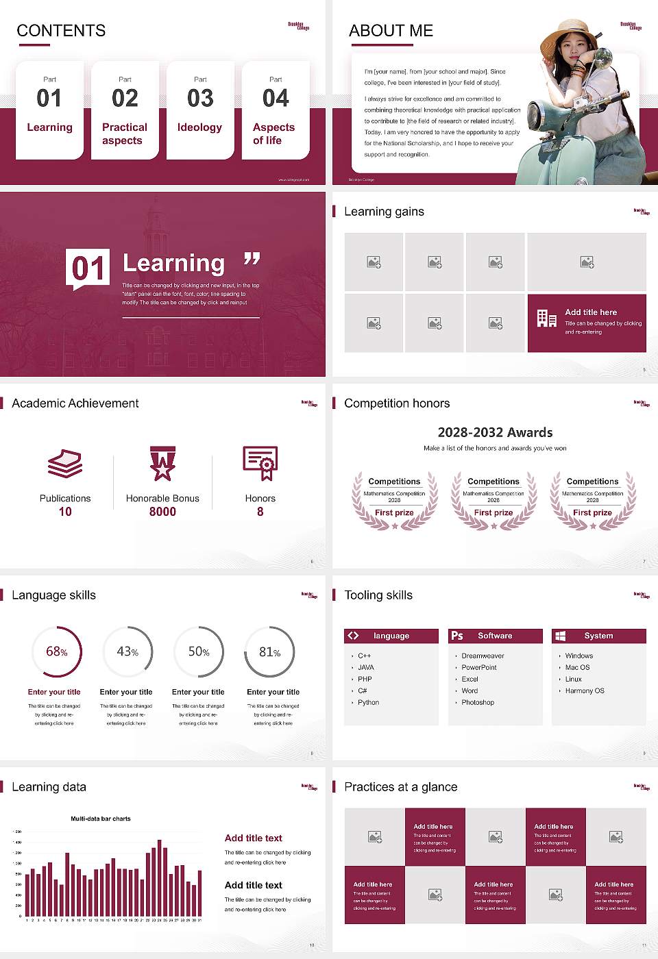 Brooklyn College National Scholarship Defense PPT Template16:9 ratio PPT effect preview image2