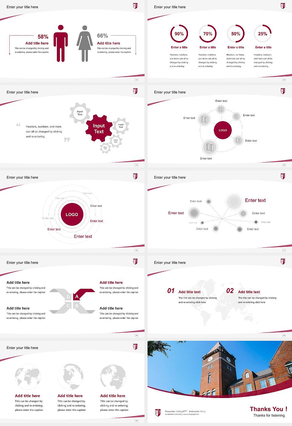 Cumberland University Course/Courseware Creation PPT Template16:9 ratio PPT effect preview image4