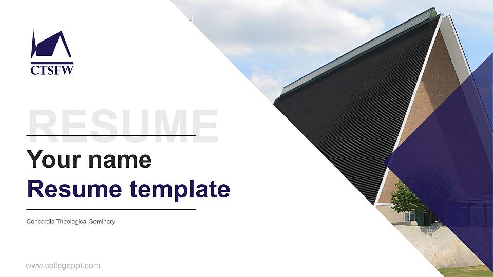 Concordia Theological Seminary Resume PPT Template16:9 ratio PPT effect preview image