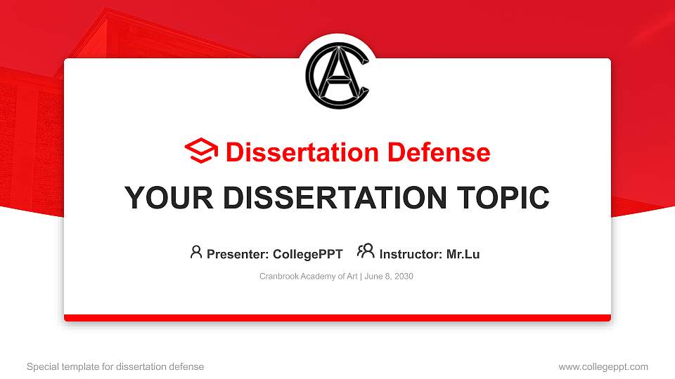 Cranbrook Academy of Art Graduation Thesis Defense PPT Template16:9 ratio PPT effect preview image