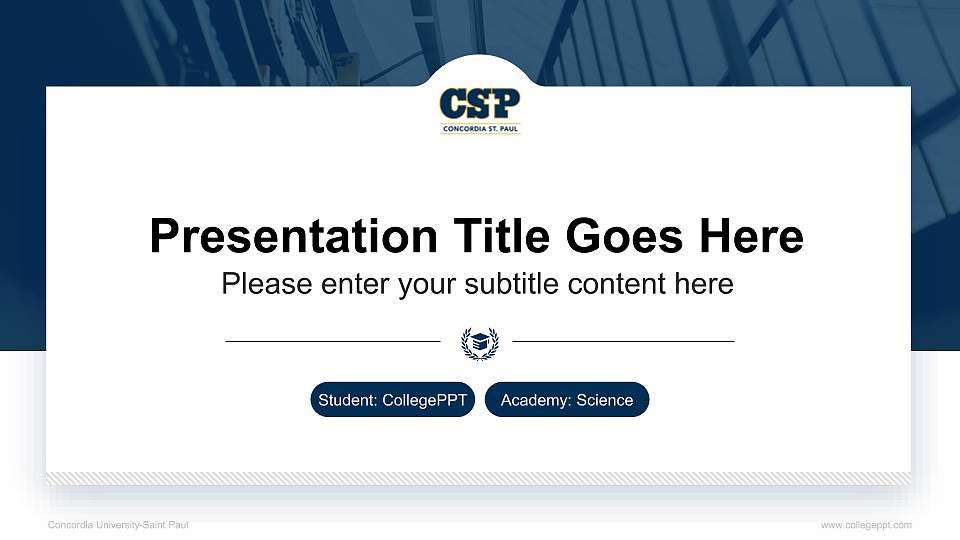 Concordia University-Saint Paul National Scholarship Defense PPT Template16:9 ratio PPT effect preview image