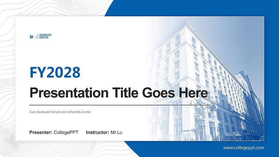 Cuny Graduate School and University Center Academic Presentation/Research Findings Report PPT Template16:9 ratio PPT effect preview image
