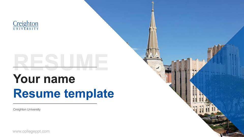 Creighton University Resume PPT Template16:9 ratio PPT effect preview image