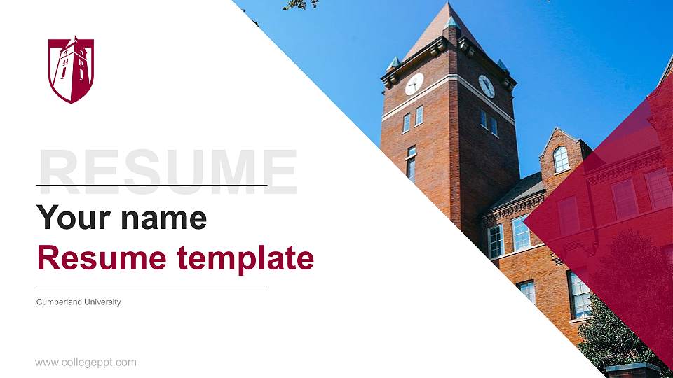 Cumberland University Resume PPT Template16:9 ratio PPT effect preview image