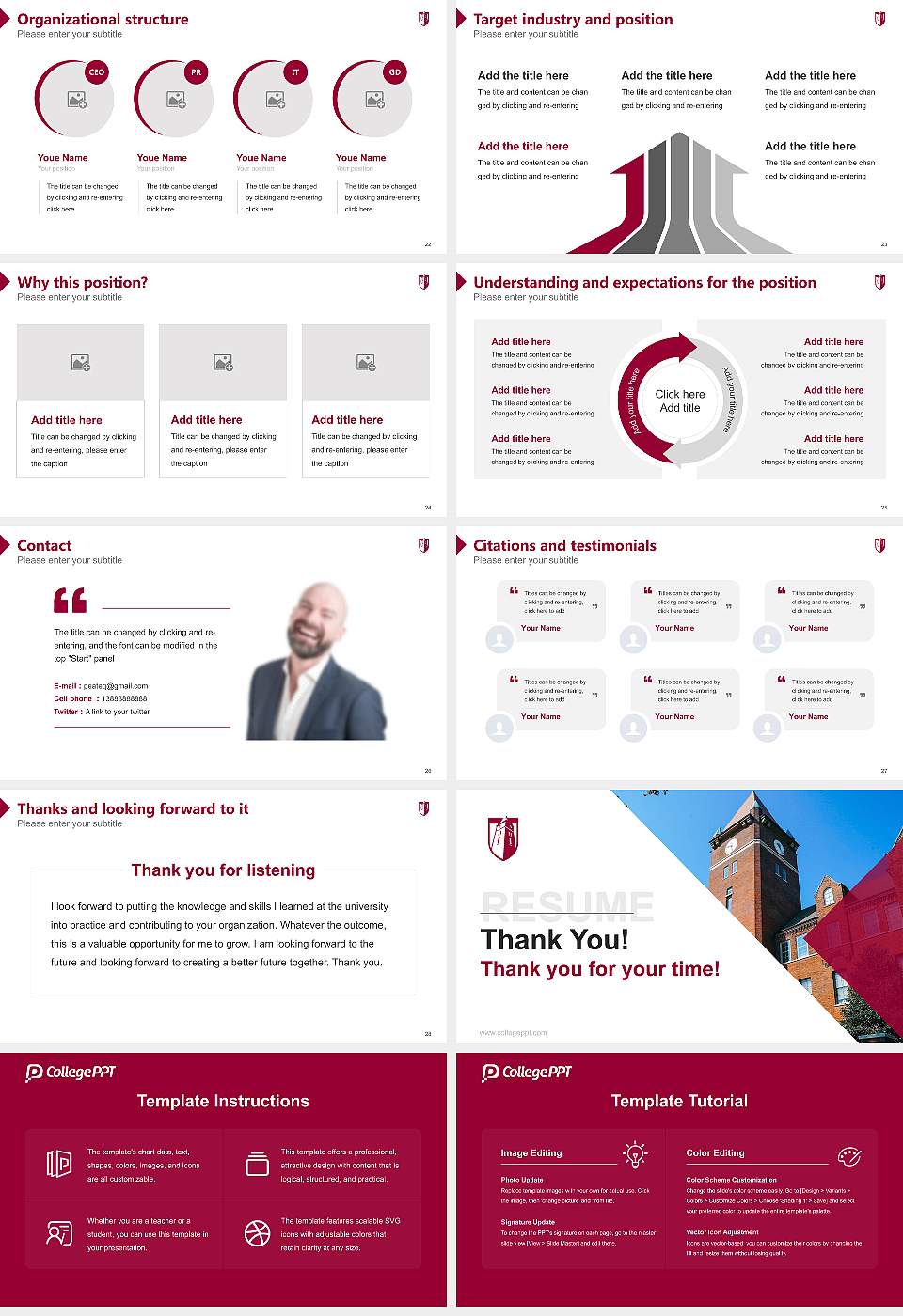 Cumberland University Resume PPT Template16:9 ratio PPT effect preview image4