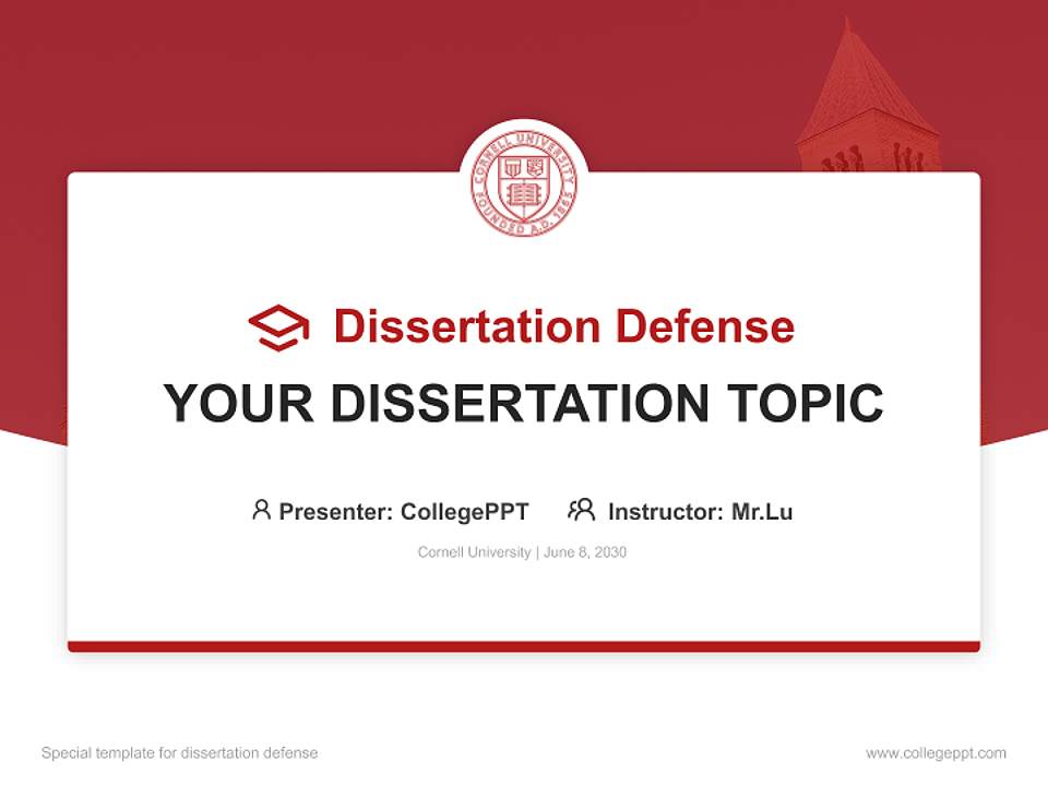 Cornell University Graduation Thesis Defense PPT Template4:3 ratio PPT effect preview image7