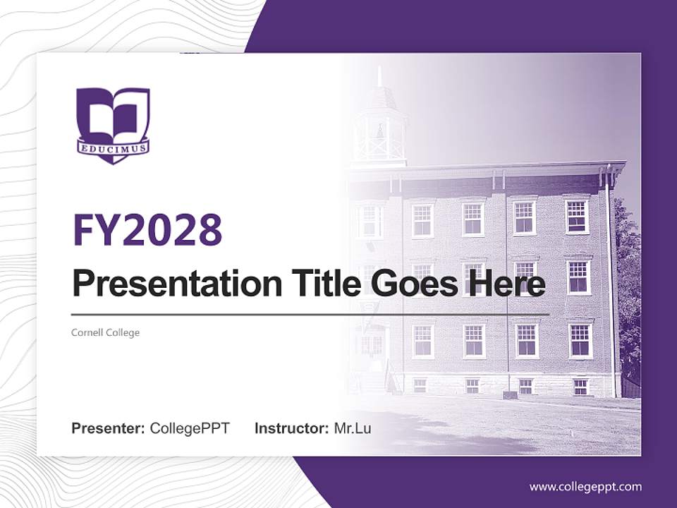 Cornell College Academic Presentation/Research Findings Report PPT Template4:3 ratio PPT effect preview image5