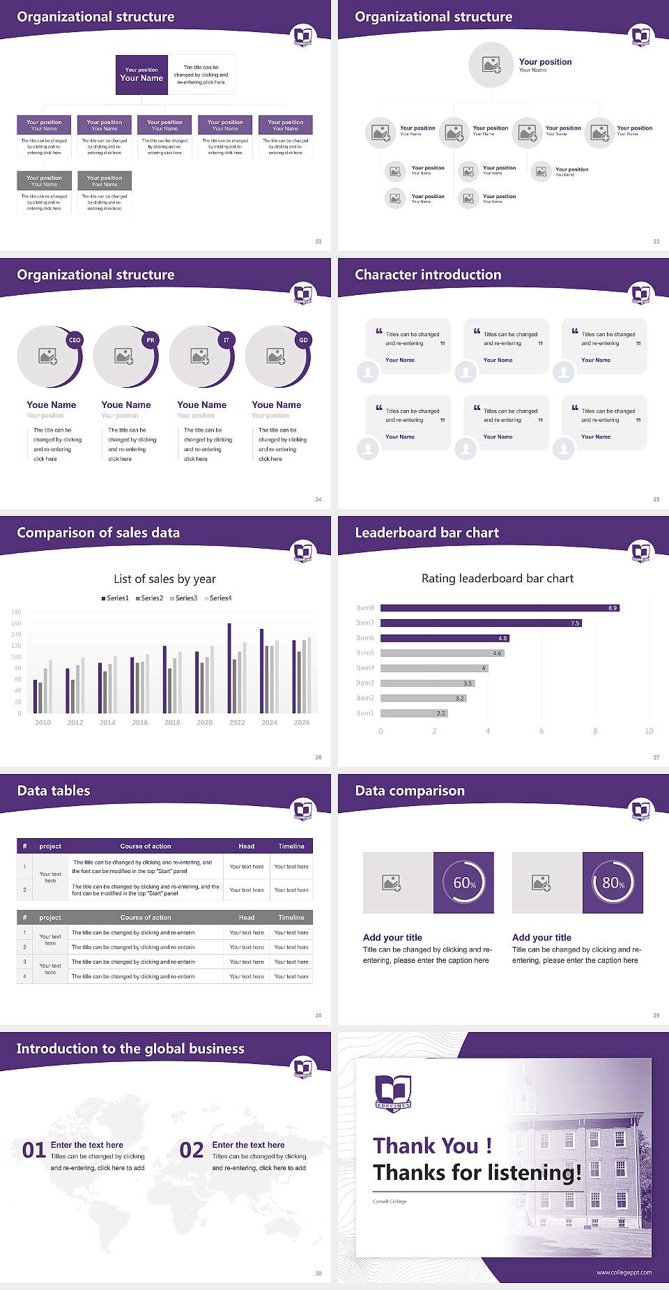 Cornell College Academic Presentation/Research Findings Report PPT Template4:3 ratio PPT effect preview image4