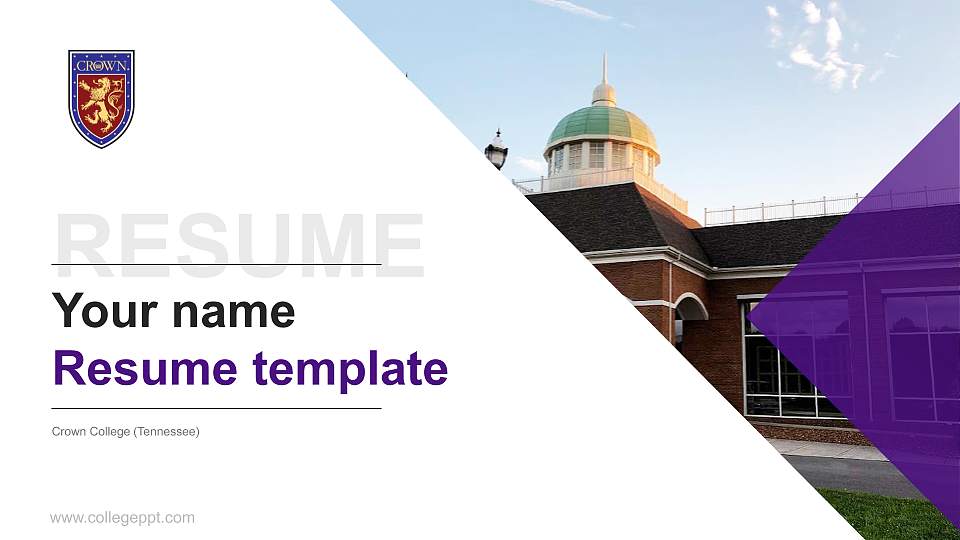 Crown College (Tennessee) Resume PPT Template16:9 ratio PPT effect preview image