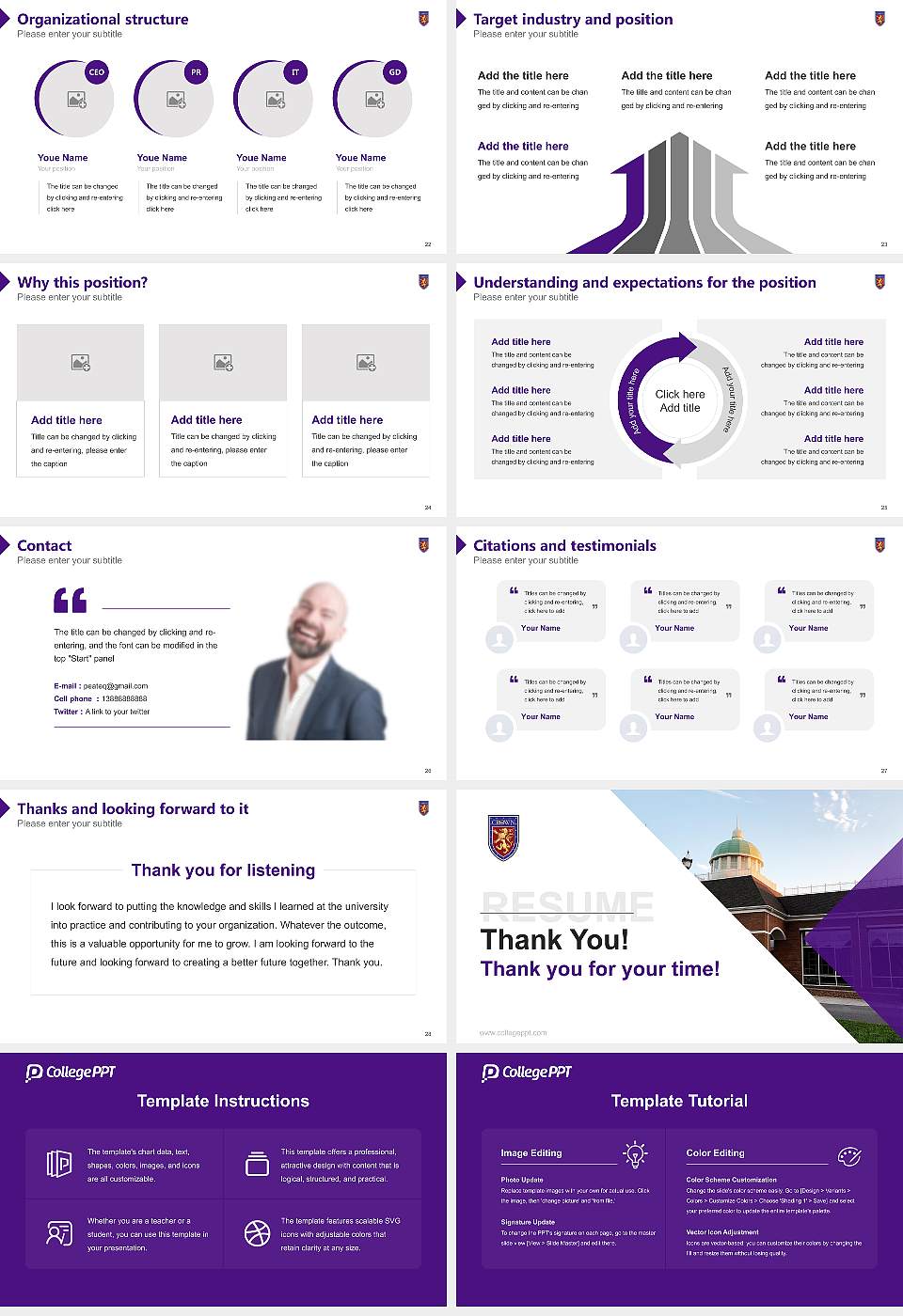 Crown College (Tennessee) Resume PPT Template16:9 ratio PPT effect preview image4