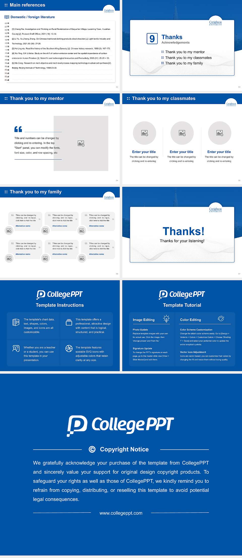 Creighton University Graduation Thesis Defense PPT Template4:3 ratio PPT effect preview image7