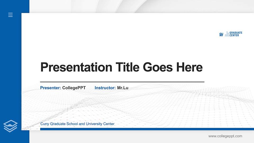 Cuny Graduate School and University Center Thesis Proposal/Graduation Defense PPT Template16:9 ratio PPT effect preview image