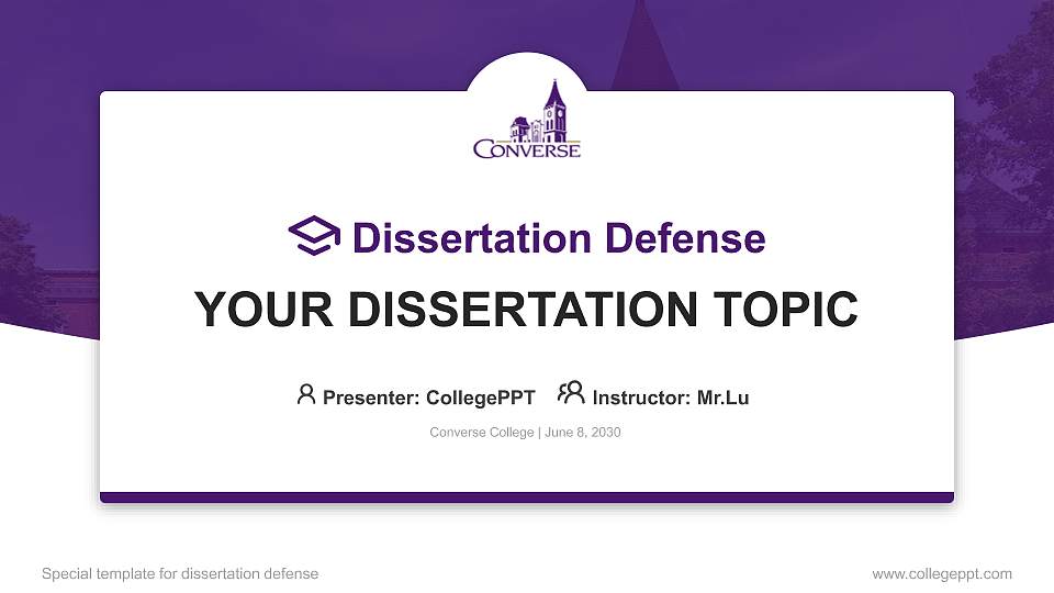 Converse College Graduation Thesis Defense PPT Template16:9 ratio PPT effect preview image